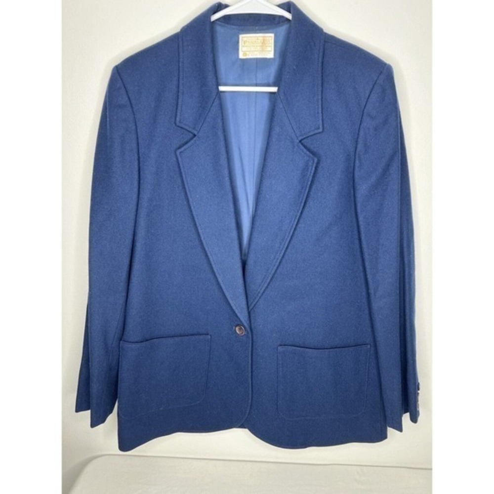 Vintage Pendleton 100% Wool Blazer Blue Single Button Women’s Size 14